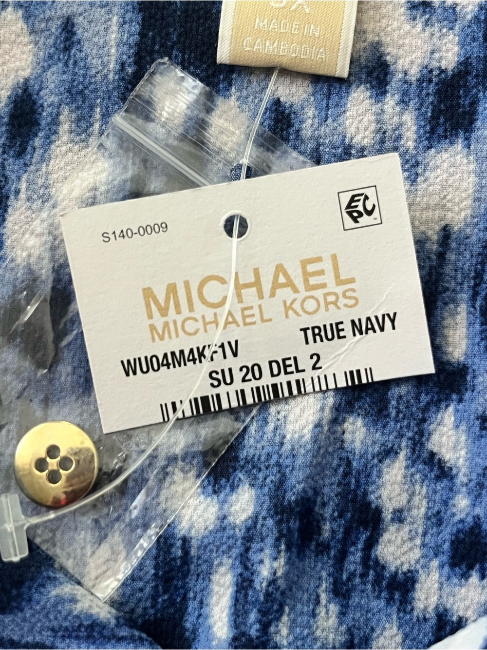 NWT MICHAEL Michael Kors Blue Ikat Sleeveless Hankhem Button Up Blouse 3X - Picture 5 of 9